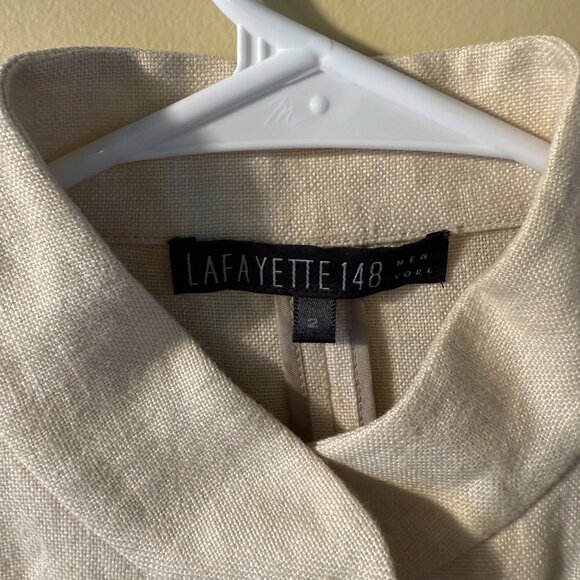 Lafayette 148 Cream Linen Button Front Jacket - Picture 2 of 5